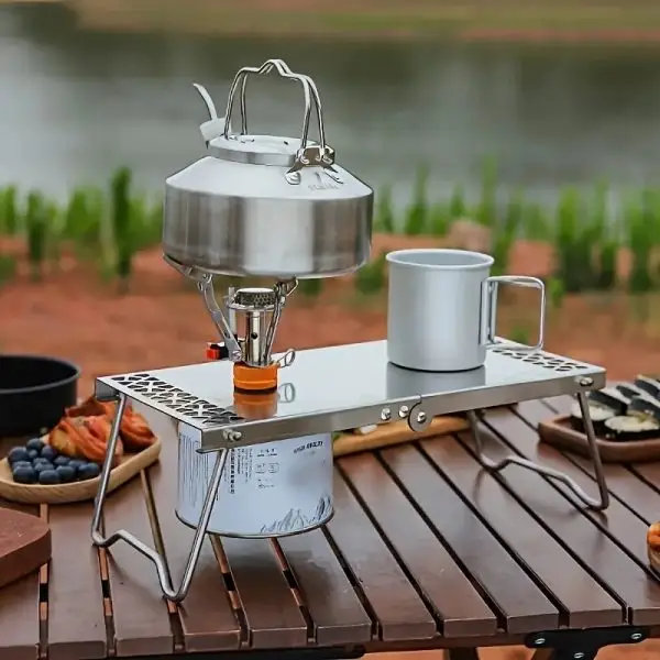 Heavy-Duty Stainless Steel Camping Folding Table | Compact Portable Outdoor Cooking Station with Stove Support | Heat-Resistant BBQ Table for Valentine's Day & Easter Picnics - Image 3