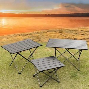 Compact & Portable Black Aluminum Folding Table
